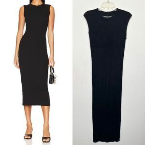 Enza Costa Sleeveless Midi Dress Silk Blend Black Stretch Women's Size Large NEW